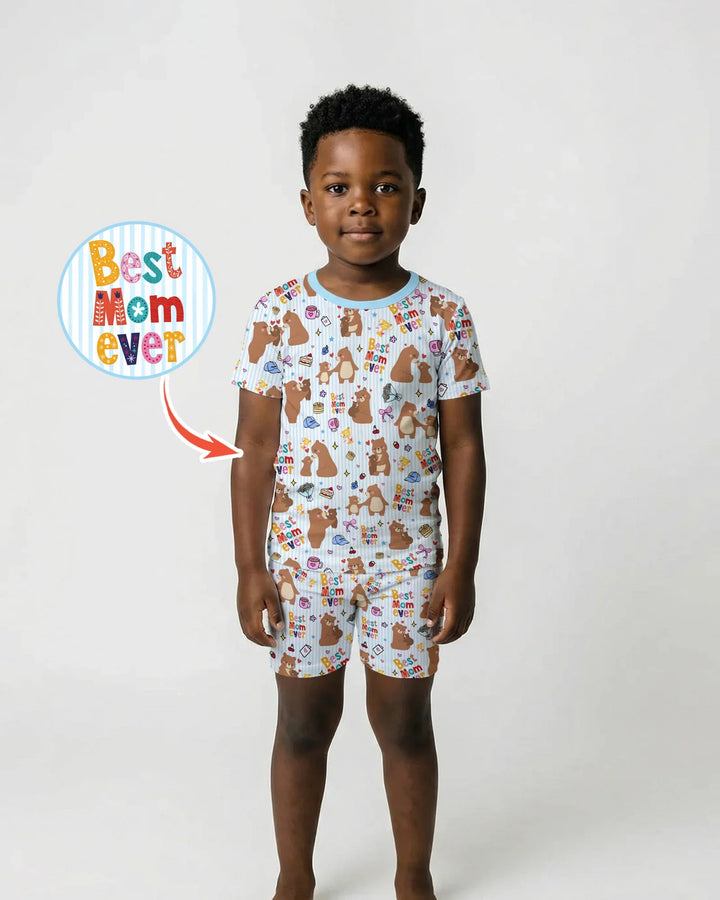 Template Zweiteiliges Pyjama-Set mit kurzen Ärmeln und Shorts