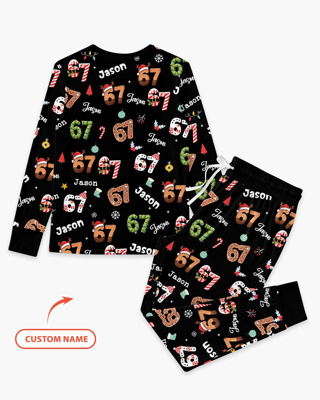 Custom '6 7' Six Seven Christmas Slang Meme Bamboo Women Pajama Set