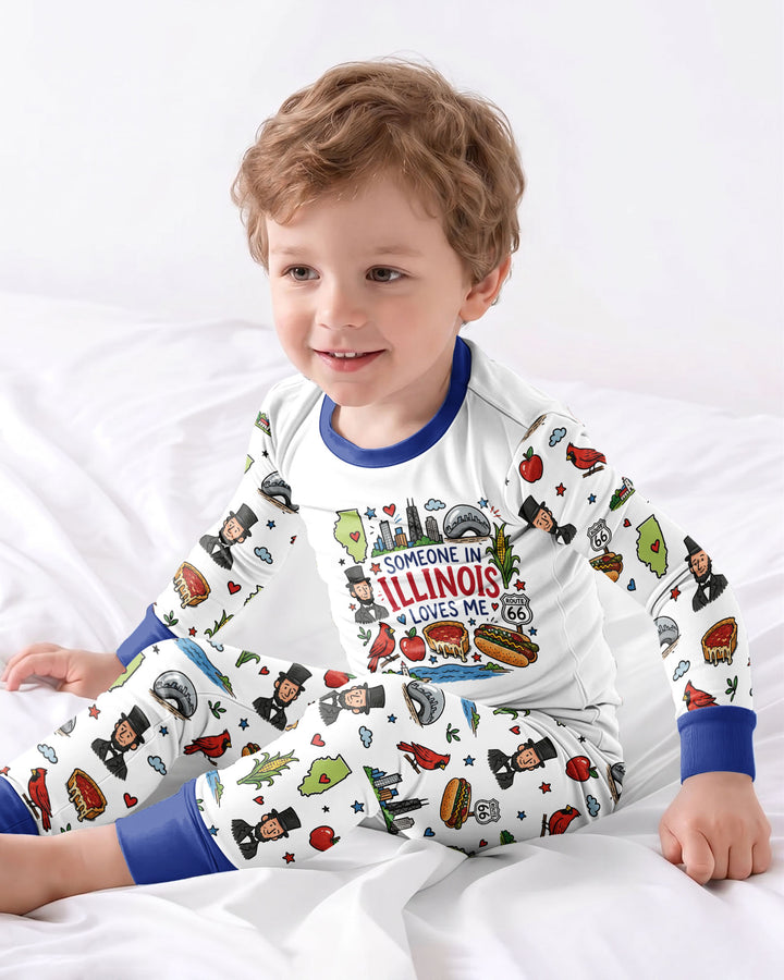 Someone in Illinois Loves Me Bamboo Two Piece Long Sleeve Pajama Set