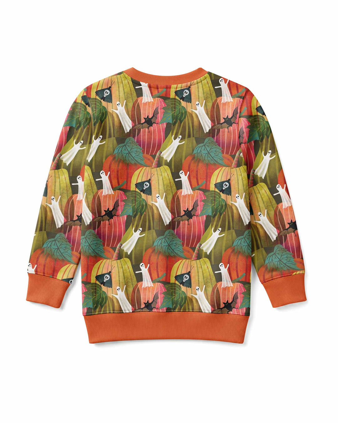Big Pumpkin Field With Ghosts Bamboo Crewneck Sweatshirt