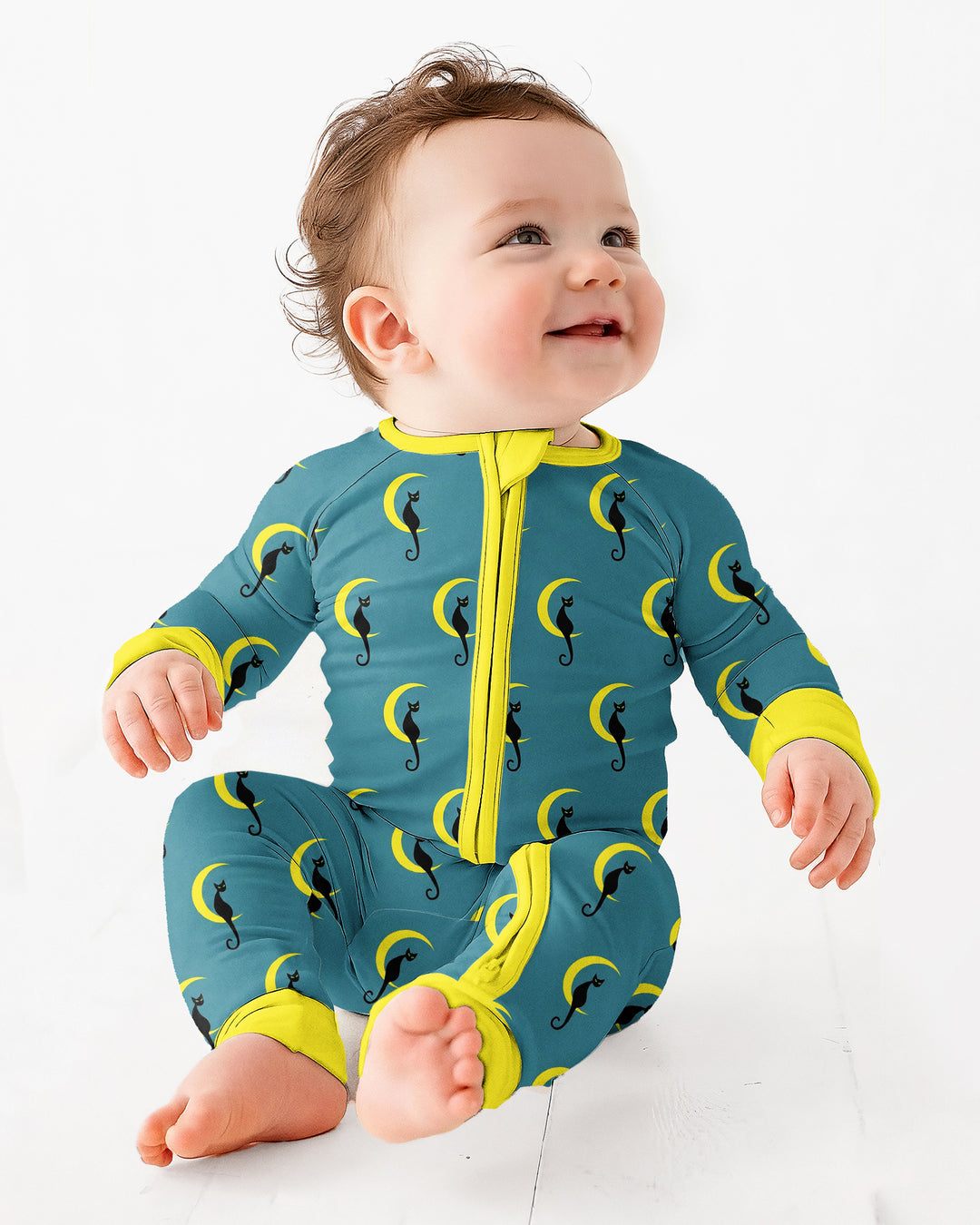 Black Cat Crescent Moon Celestial Night Bamboo Convertible Zippy