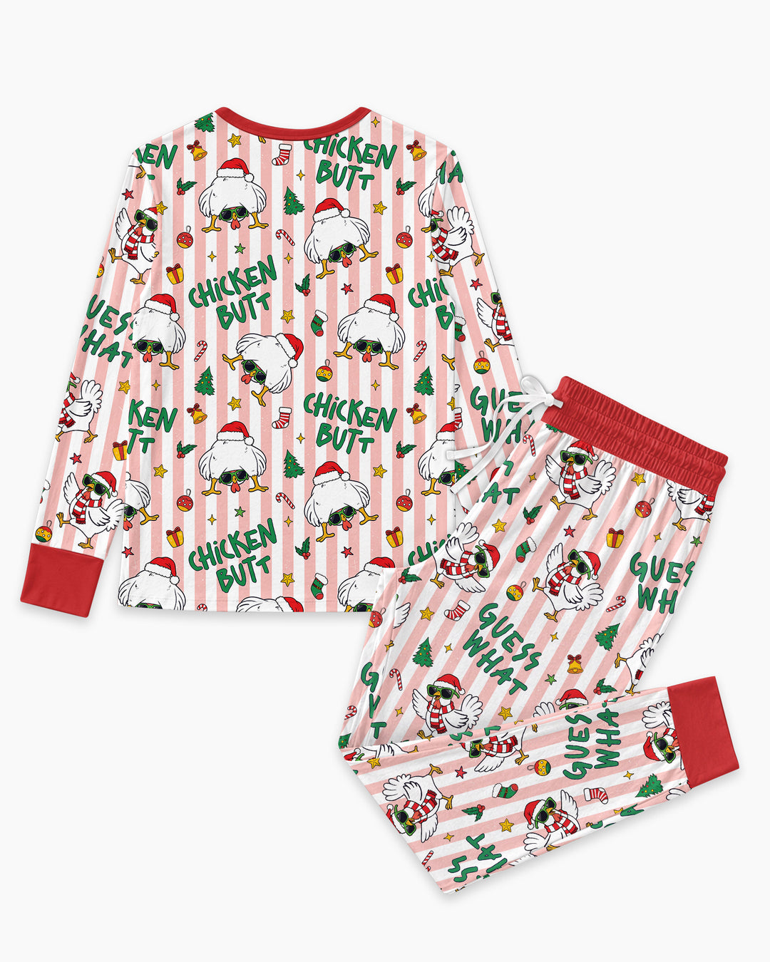 Guess What Chicken Butt Christmas Bamboo Women Pajama Set