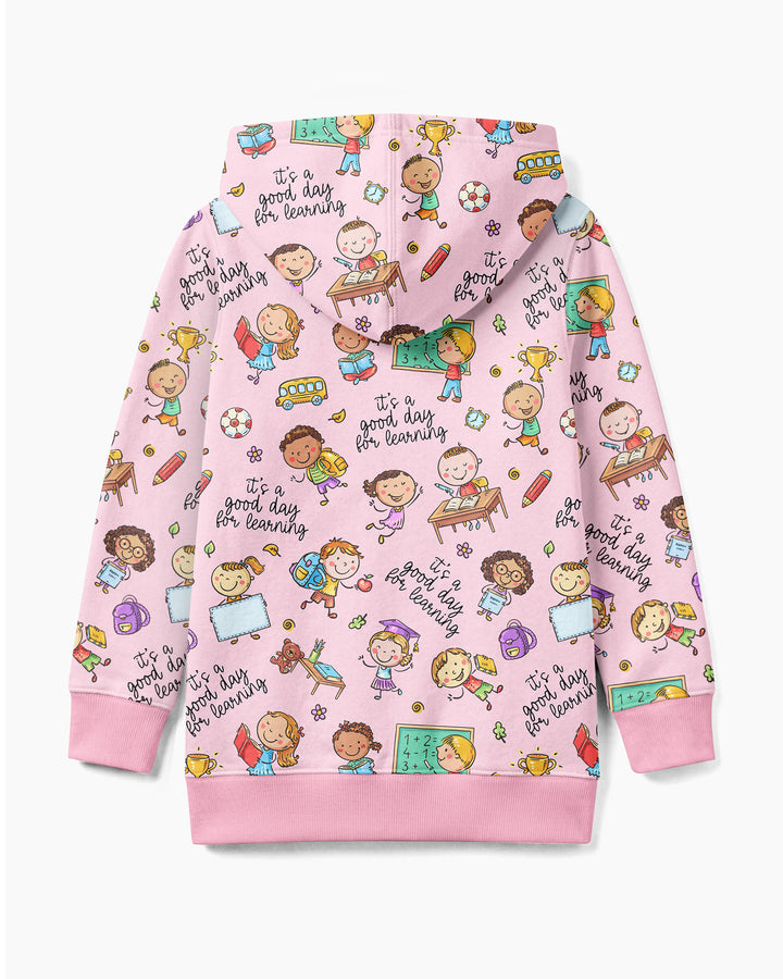 Kapuzenpullover aus Bambus mit hebräischem Alphabet und Reißverschluss