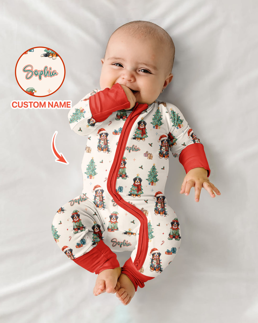 Christmas Bernese Mountain Dog Family Matching Bamboo Convertible Zippy