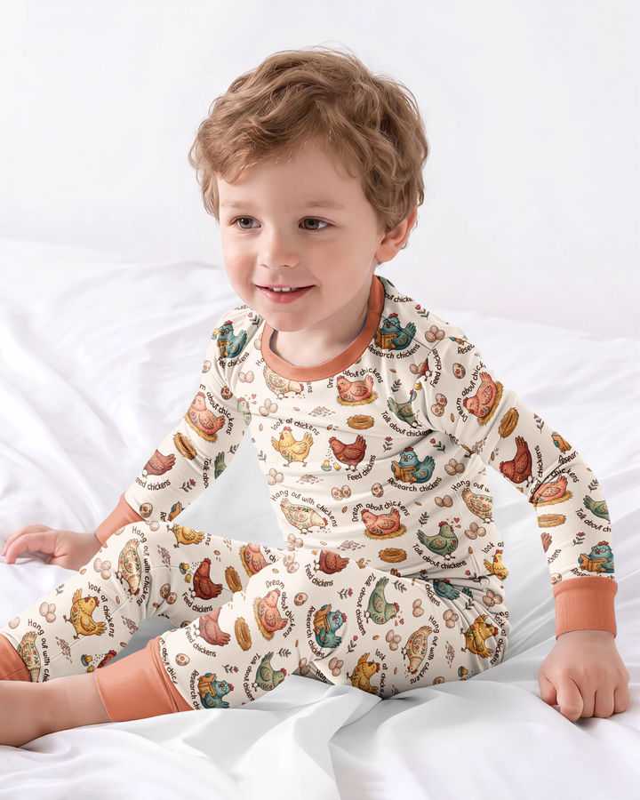Zweiteiliges Langarm-Pyjama-Set mit Sommerfrüchten