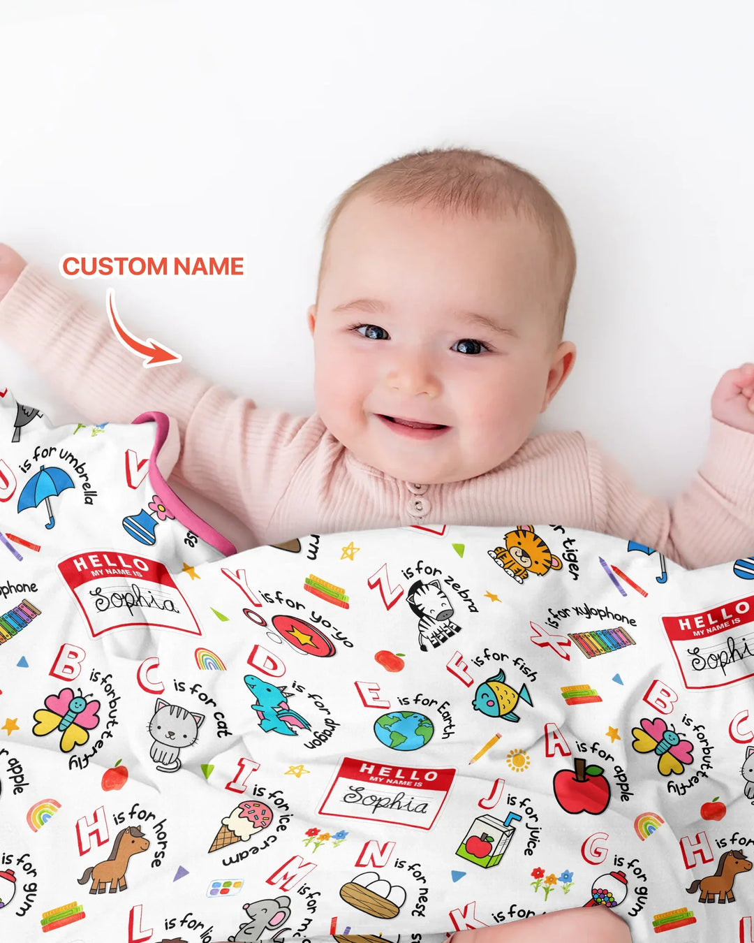 Custom Name Hello School ABCs Bamboo Blanket