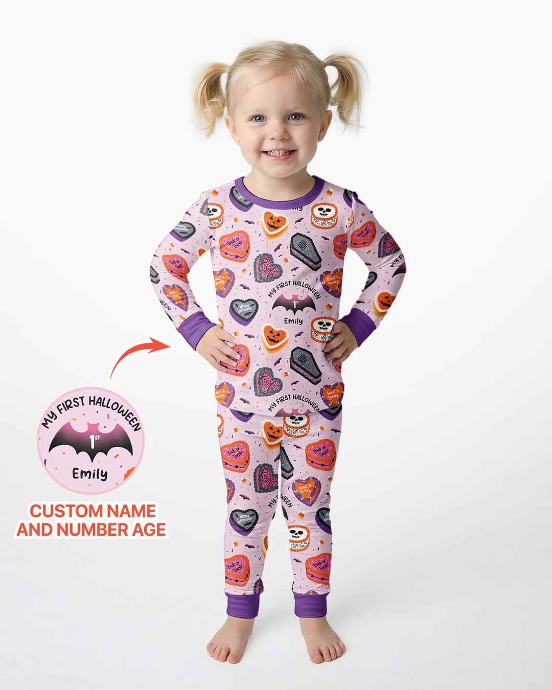 Halloween Is My Birthday Custom Name Bamboo Two Piece Long Sleeve Pajama Set