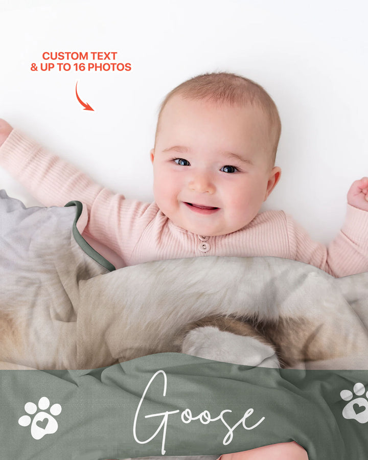 Custom Pet Photo Collage Bamboo Blanket