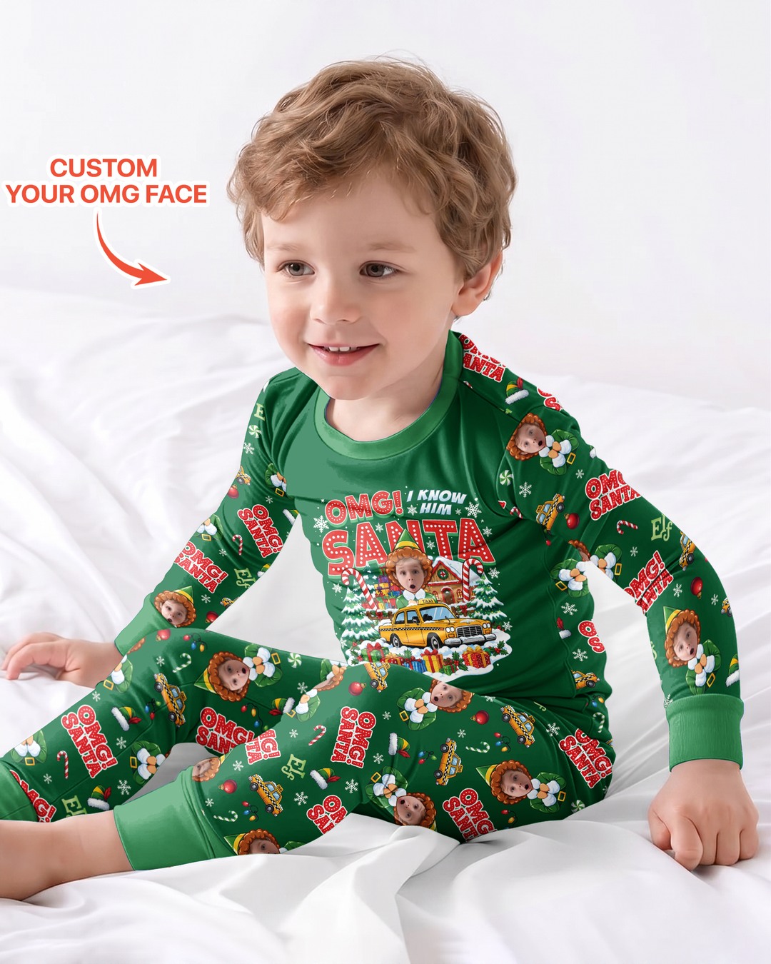 Custom Image OMG Santa Bamboo Two Piece Long Sleeve Pajama Set
