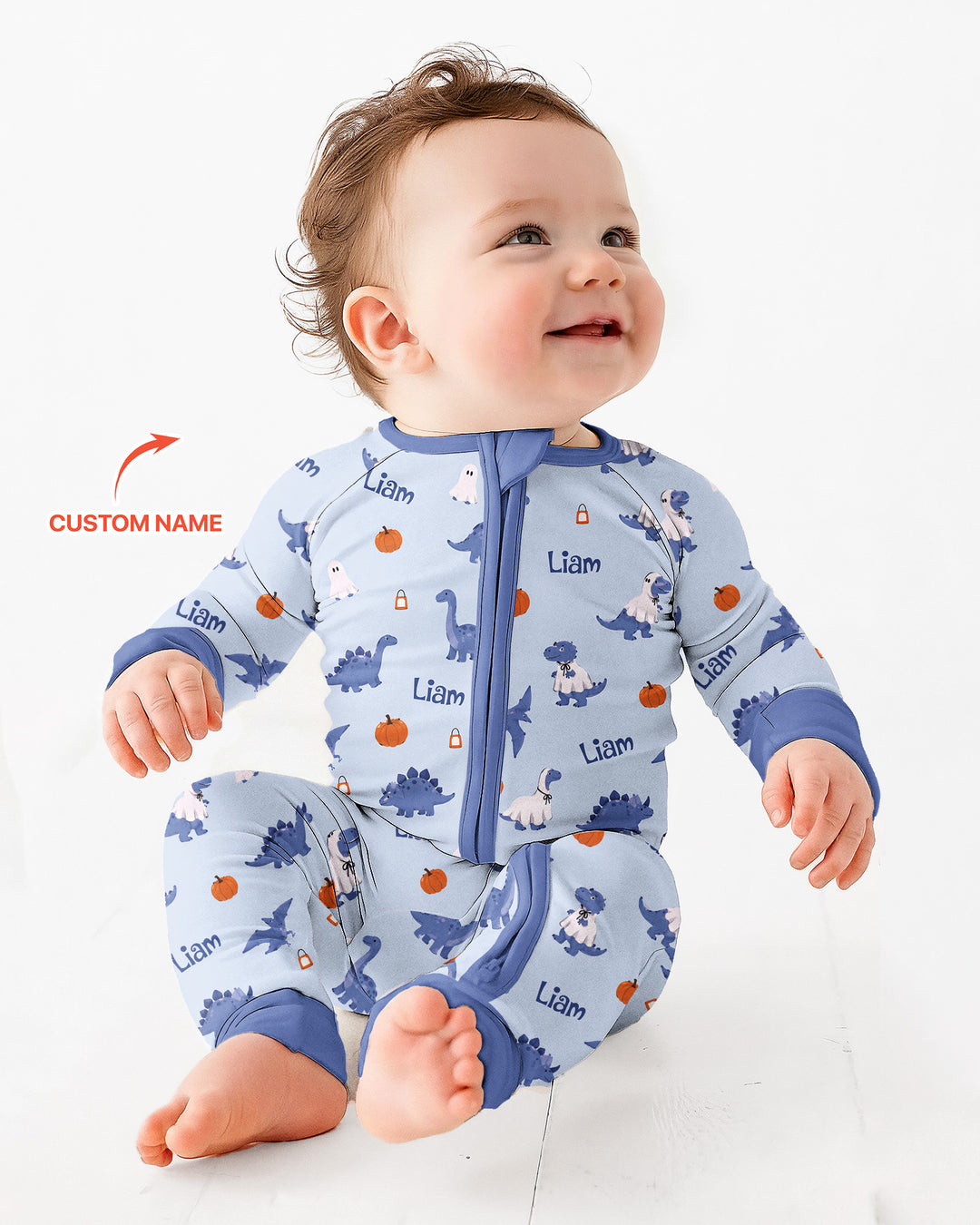 Custom Name Spooky Dinosaur Halloween - Personalized Bamboo Convertible Zippy