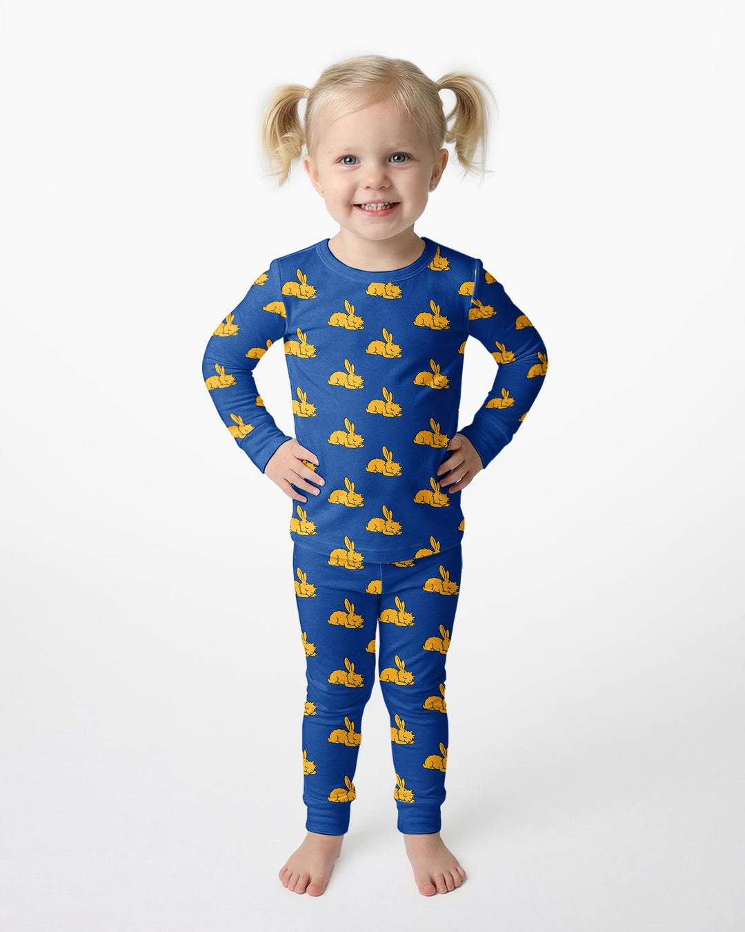 Sleepy Golden Bunnies Bamboo Two Piece Long Sleeve Pajama Set