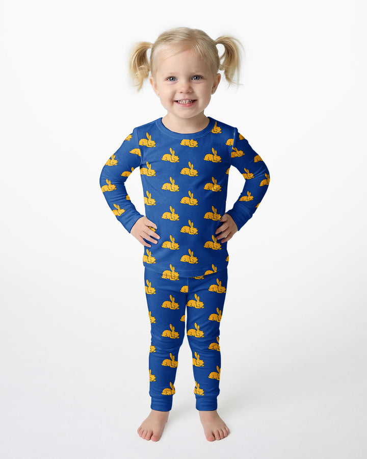 Sleepy Golden Bunnies Bamboo Two Piece Long Sleeve Pajama Set
