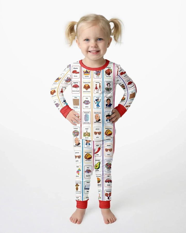 Zweiteiliges Langarm-Pyjama-Set mit Sommerfrüchten