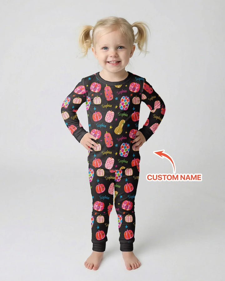 Zweiteiliges Langarm-Pyjama-Set mit Sommerfrüchten