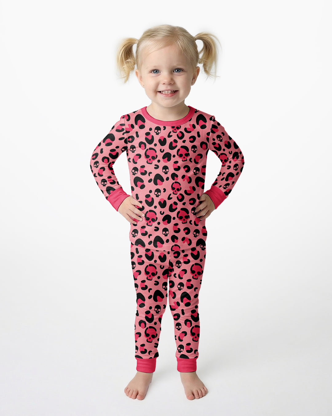Leopard Skull Bamboo Two Piece Long Sleeve Pajama Set