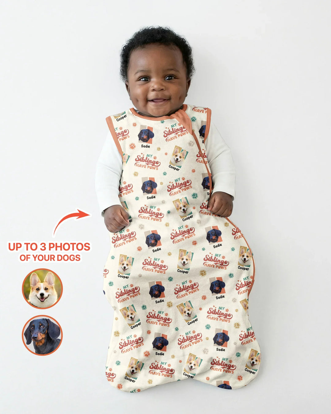 Custom Dog Photos "My Siblings Have Paws" Bamboo Sleep Bag