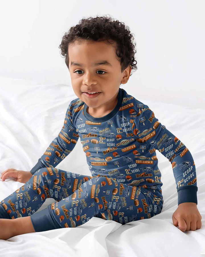 Football Lingo Bamboo Two Piece Long Sleeve Pajama Set