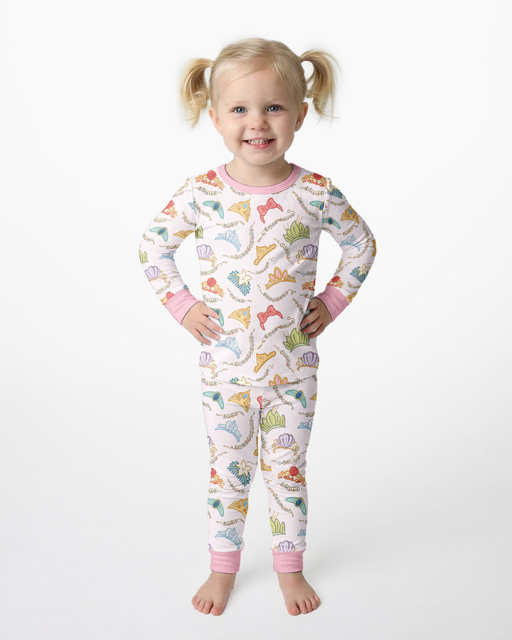 Princess Crowns Bamboo Two Piece Long Sleeve Pajama Set