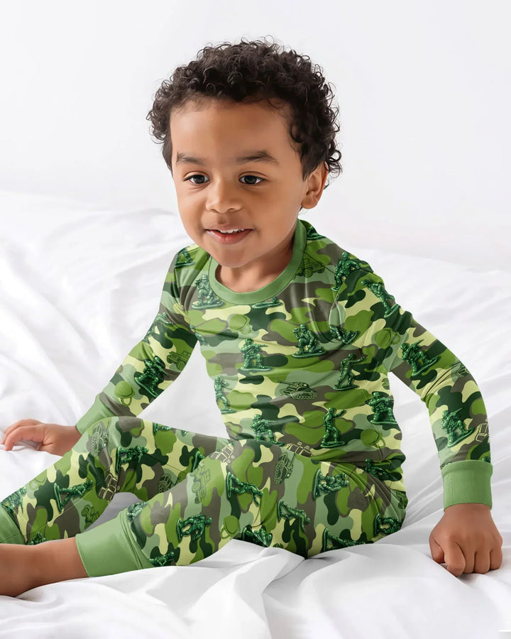 Green Army Men Bamboo Two Piece Long Sleeve Pajama Set