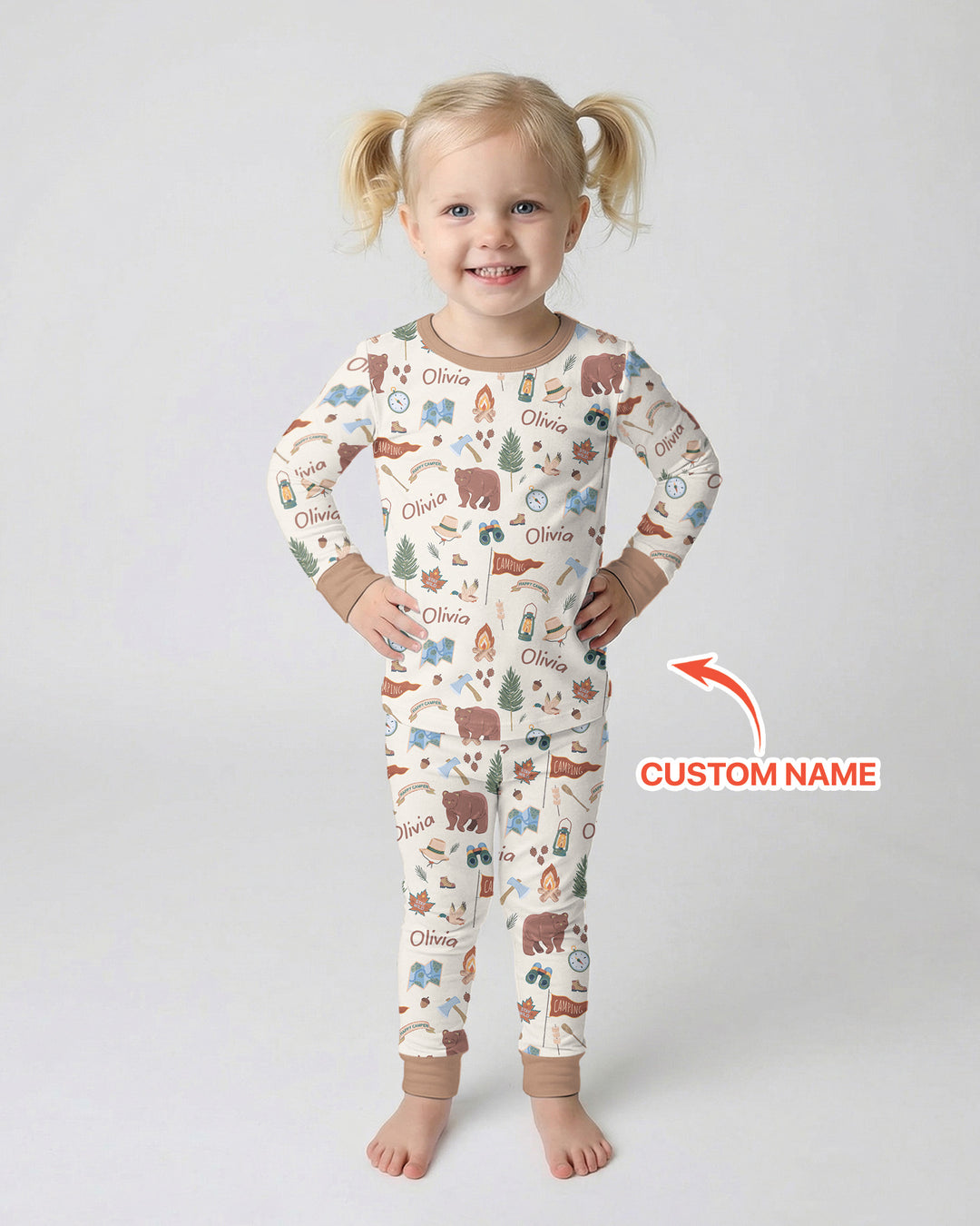 Custom Name Adventure Outdoors Bamboo Two Piece Long Sleeve Pajama Set