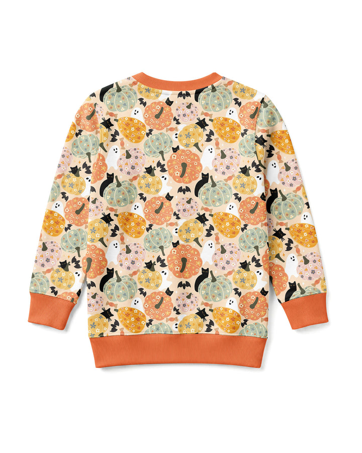 Floral Pumpkin Ghost Halloween Bamboo Crewneck Sweatshirt
