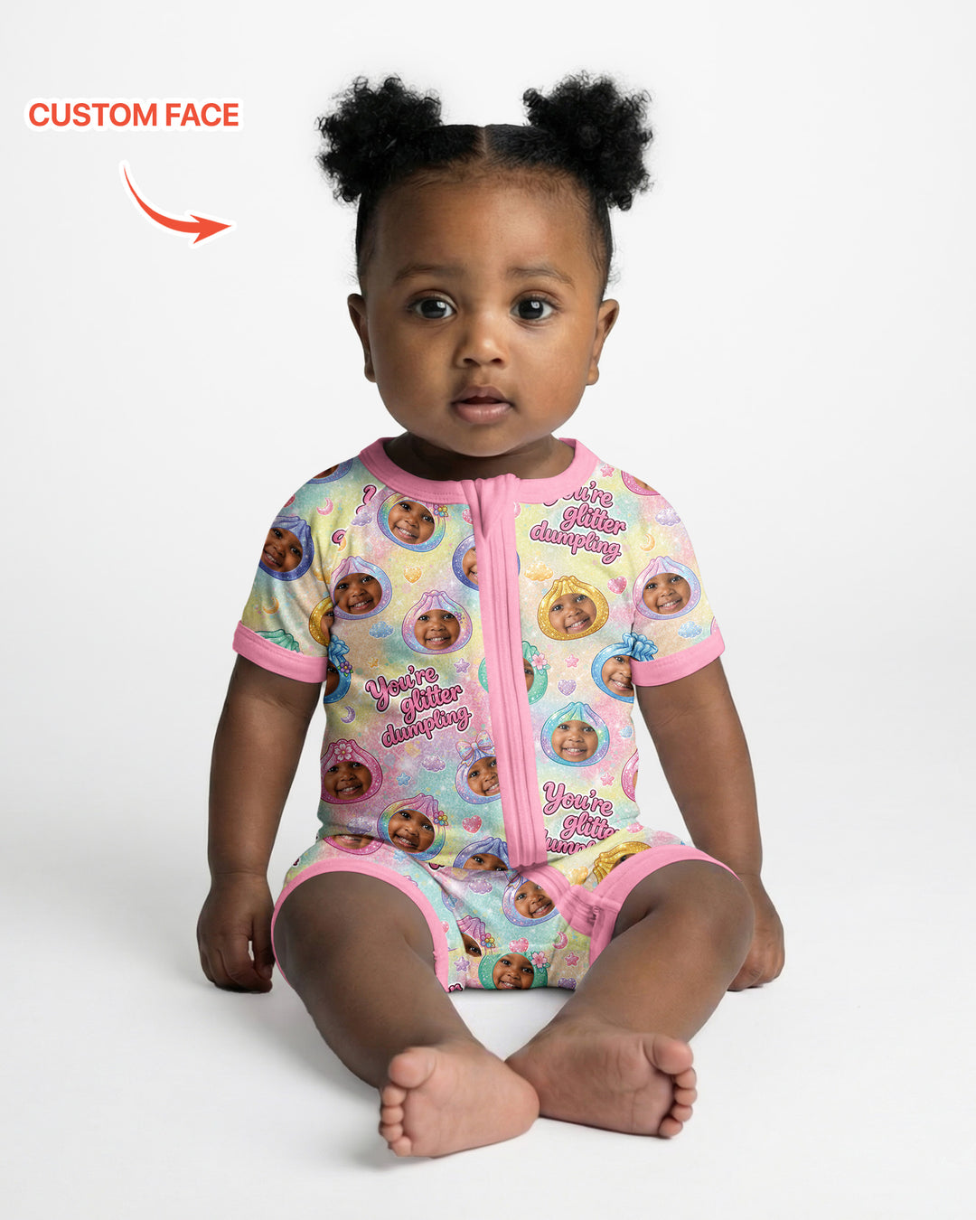 Custom Photo You're Glitter Dumpling Bamboo Shorty Zippy