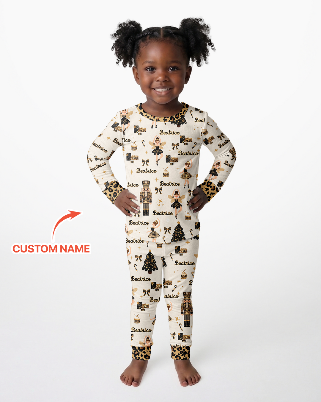 Custom Name Leopard Nutcracker Era Bamboo Two Piece Long Sleeve Pajama Set