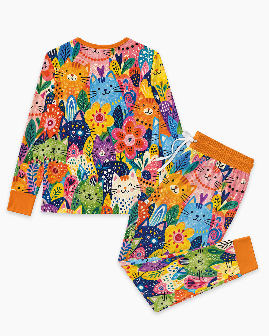 Colorful Lovely Cat Bamboo Women Pajama Set