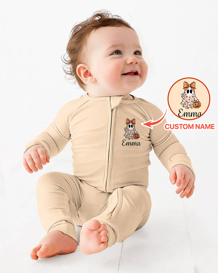 Personalized Baby Girl Halloween Ghost Bamboo Convertible Zippy