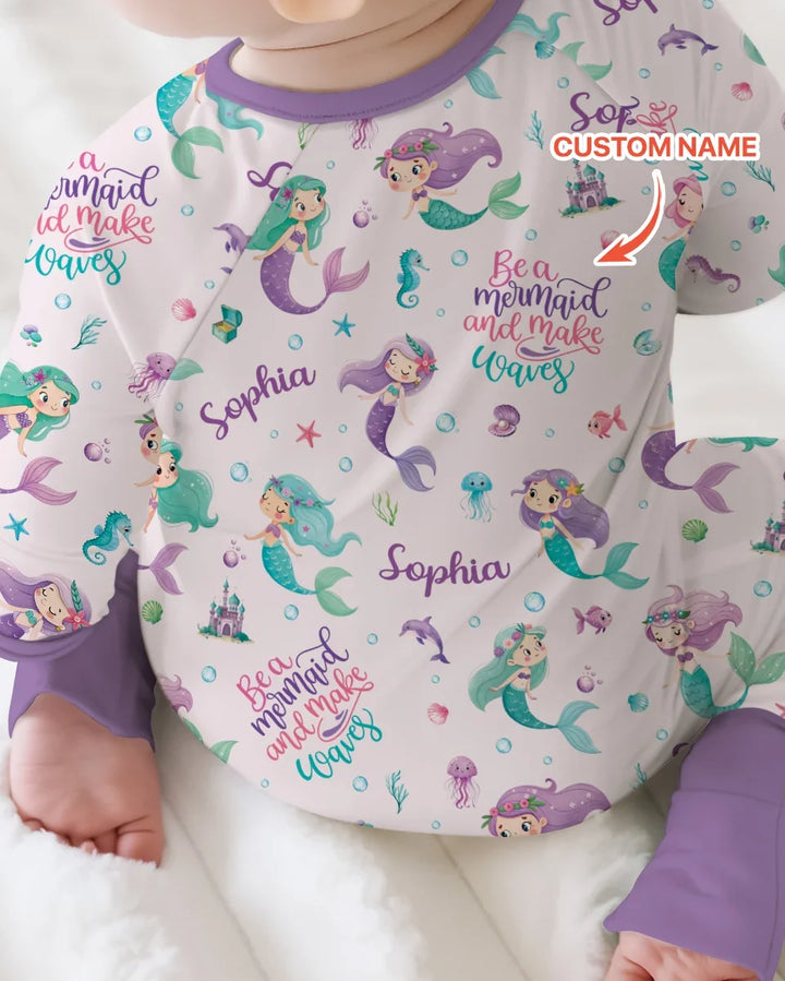 Custom Name Mermaid Make Waves Bamboo Convertible Zippy