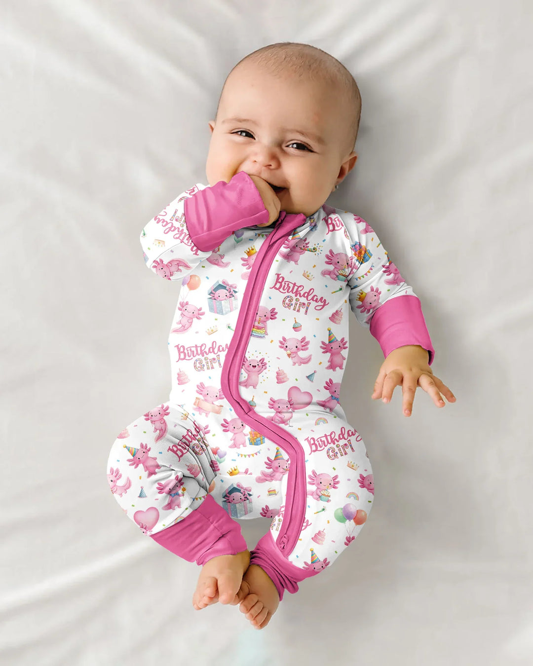 Cute Axolotl Birthday Girl Bamboo Convertible Zippy