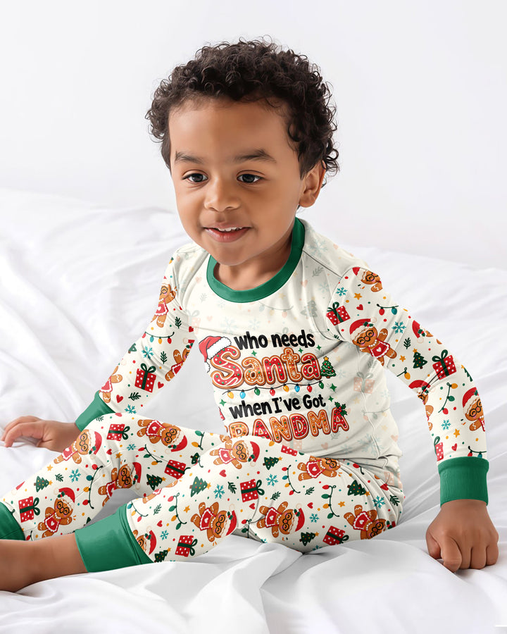 Who Needs Santa When I've Got Grandma Bamboo Two Piece Long Sleeve Pajama Set