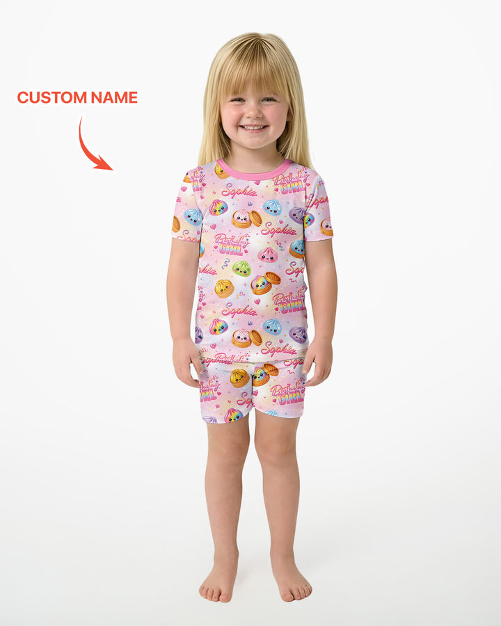 Schlafanzug-Set zweiteilig, kurze Ärmel, kurze Hose, Bambus