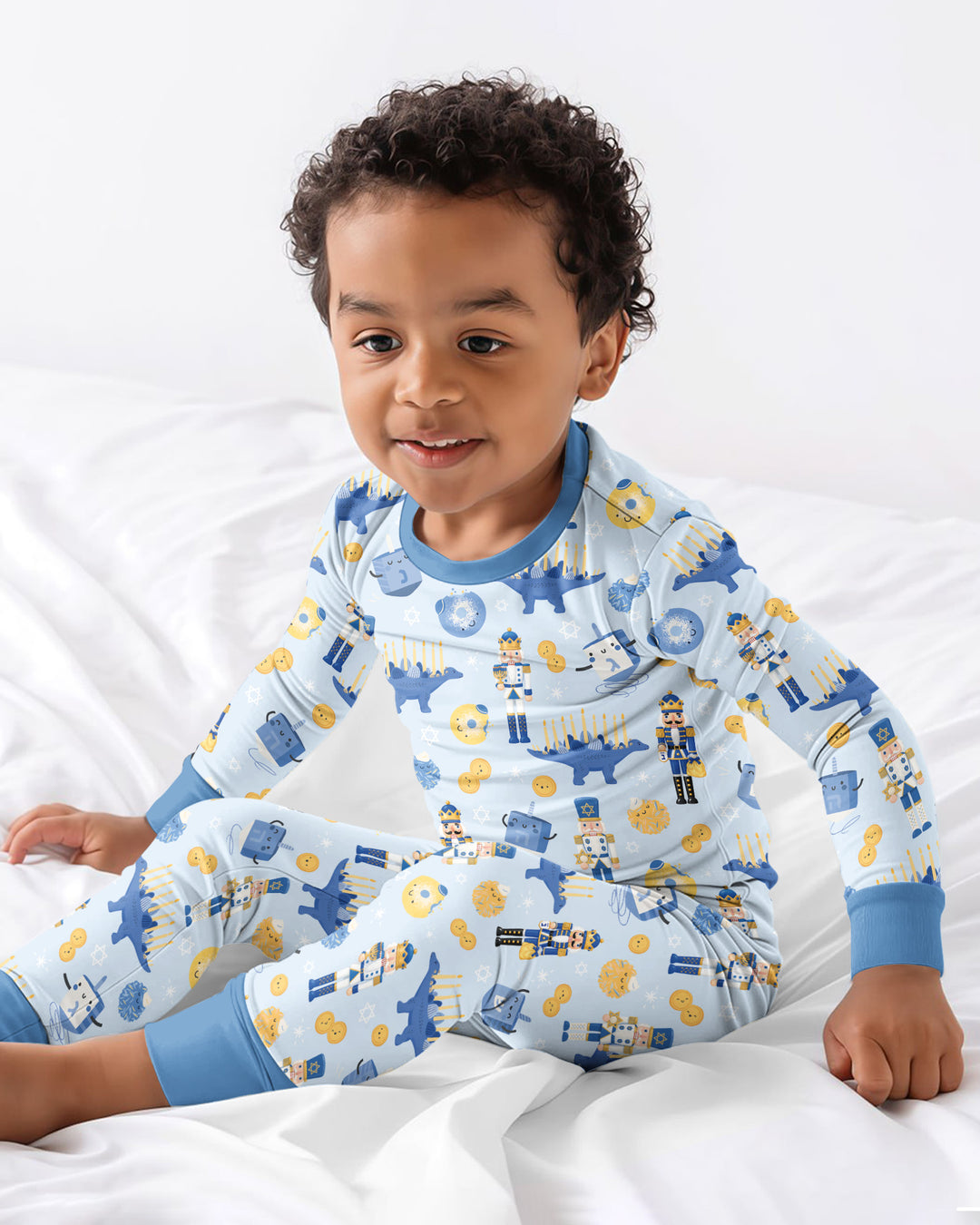 Hanukkah Nutcracker King Family Matching Bamboo Two Piece Long Sleeve Pajama Set