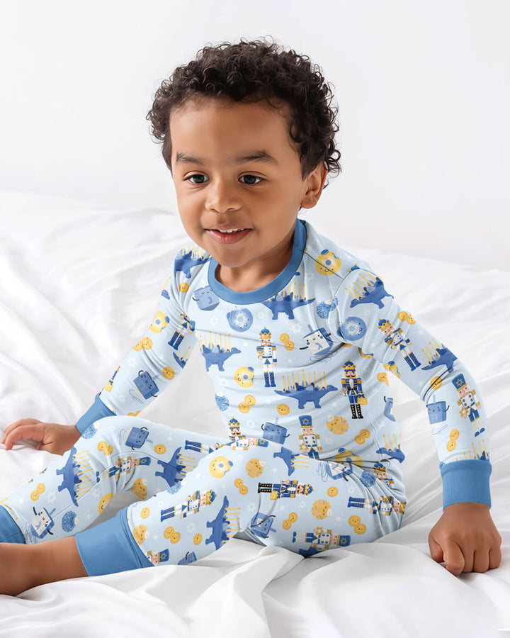 Hanukkah Nutcracker King Family Matching Bamboo Two Piece Long Sleeve Pajama Set
