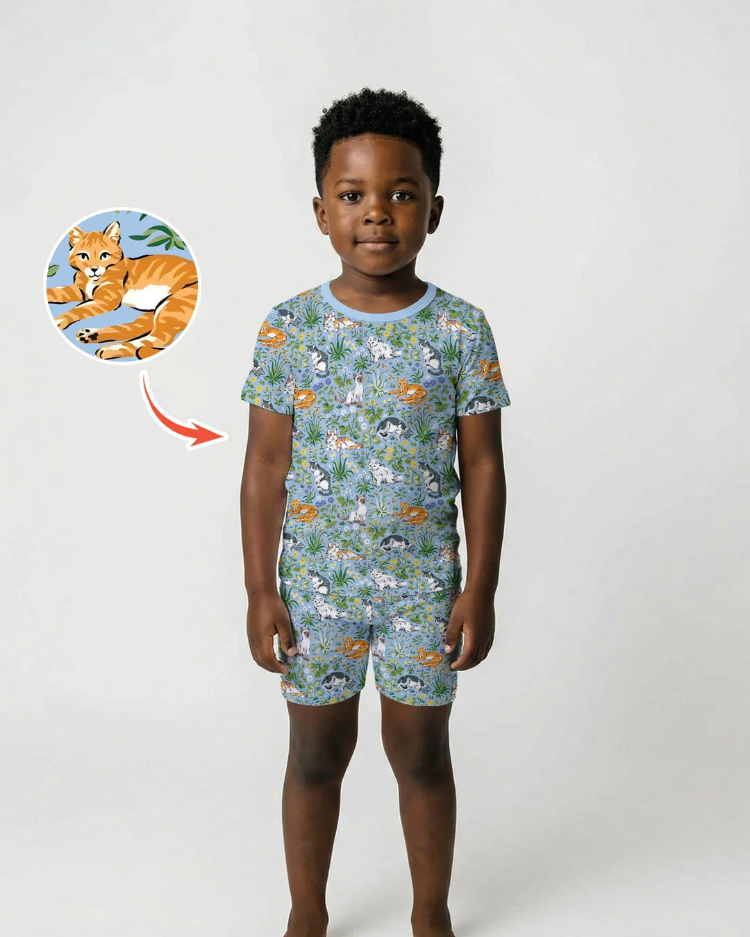 Template Zweiteiliges Pyjama-Set mit kurzen Ärmeln und Shorts