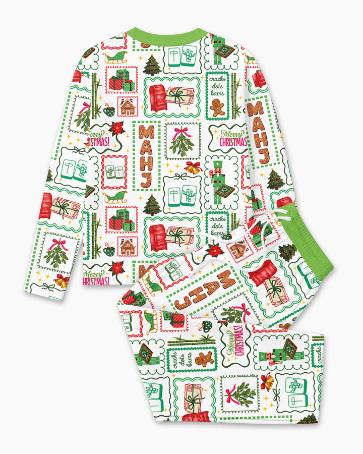 Preppy Christmas Mahjong Bamboo Men's Pajama Set