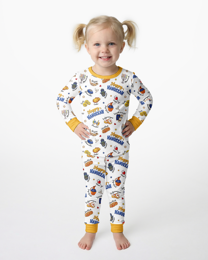 Tis The Season Hanukkah Bamboo Two Piece Long Sleeve Pajama Set