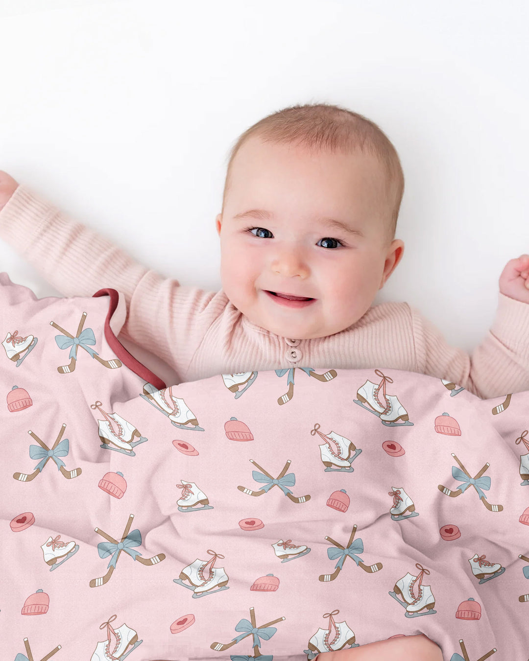 Girly Hockey Pink Bamboo Blanket