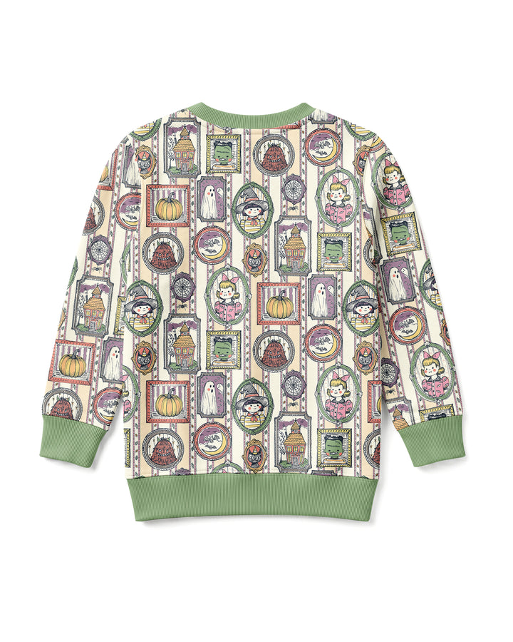 Vintage Halloween Ghost Pumpkin Portraits Bamboo Crewneck Sweatshirt
