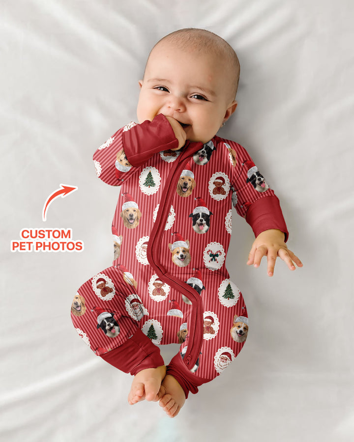 Custom Pet Face Christmas Cameo Bamboo Convertible Zippy