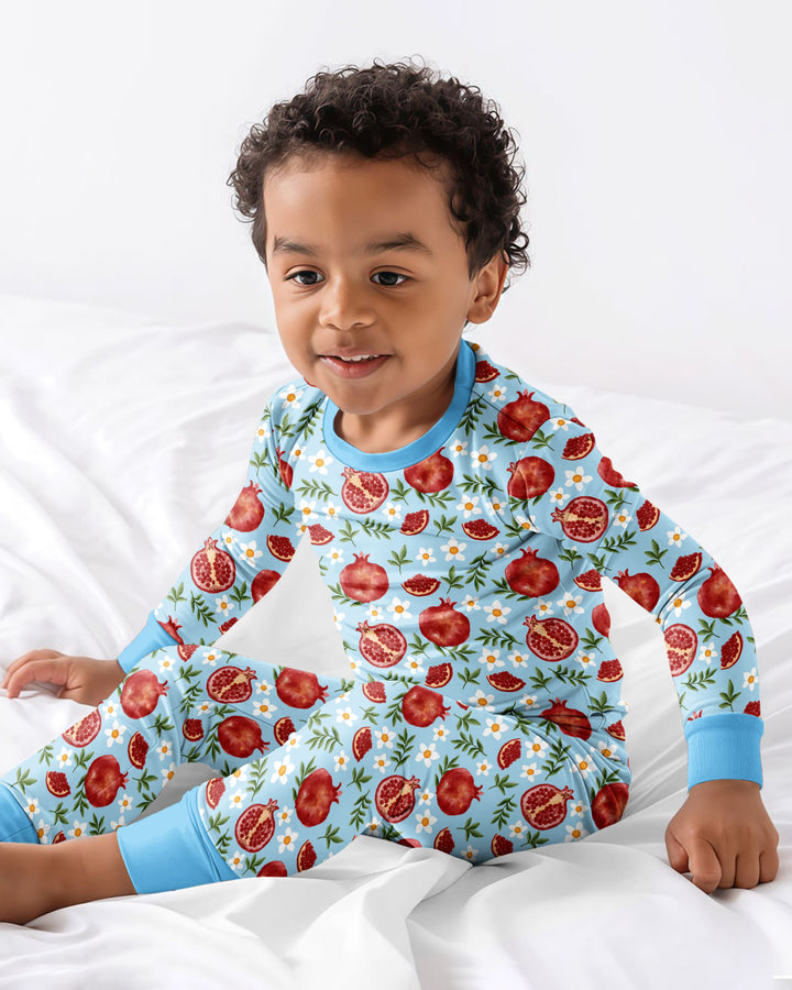 Zweiteiliges Langarm-Pyjama-Set mit Sommerfrüchten