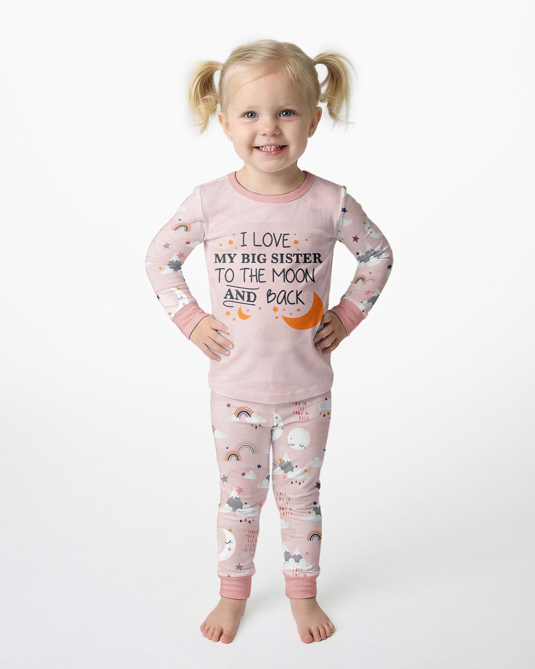 I Love My Big Sister To The Moon And Back Bamboo Two Piece Long Sleeve Pajama Set
