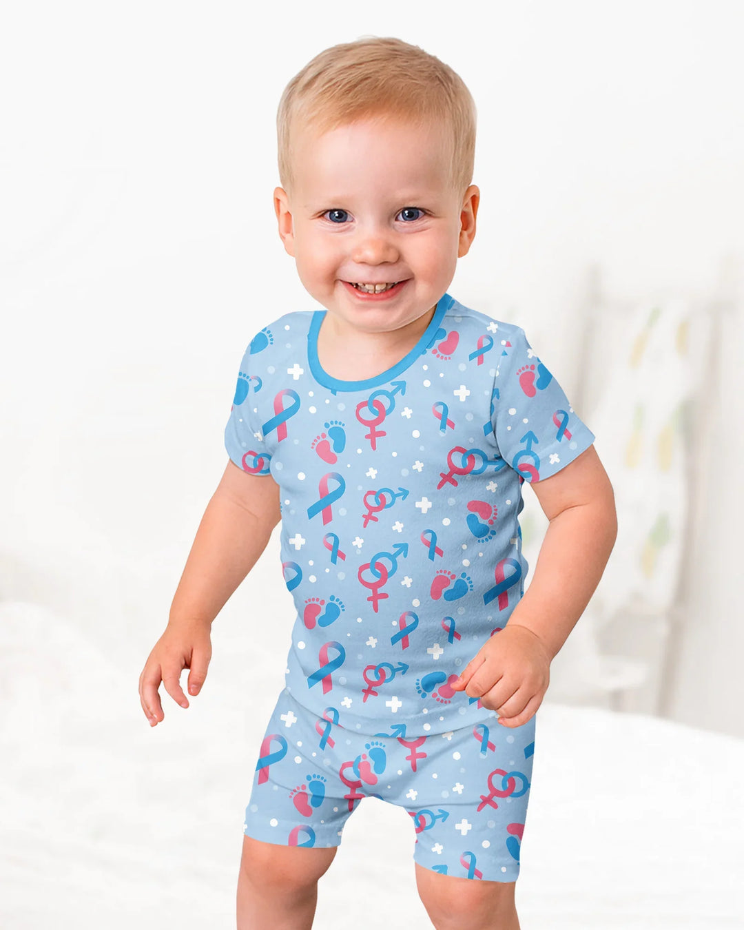 Template Zweiteiliges Pyjama-Set mit kurzen Ärmeln und Shorts