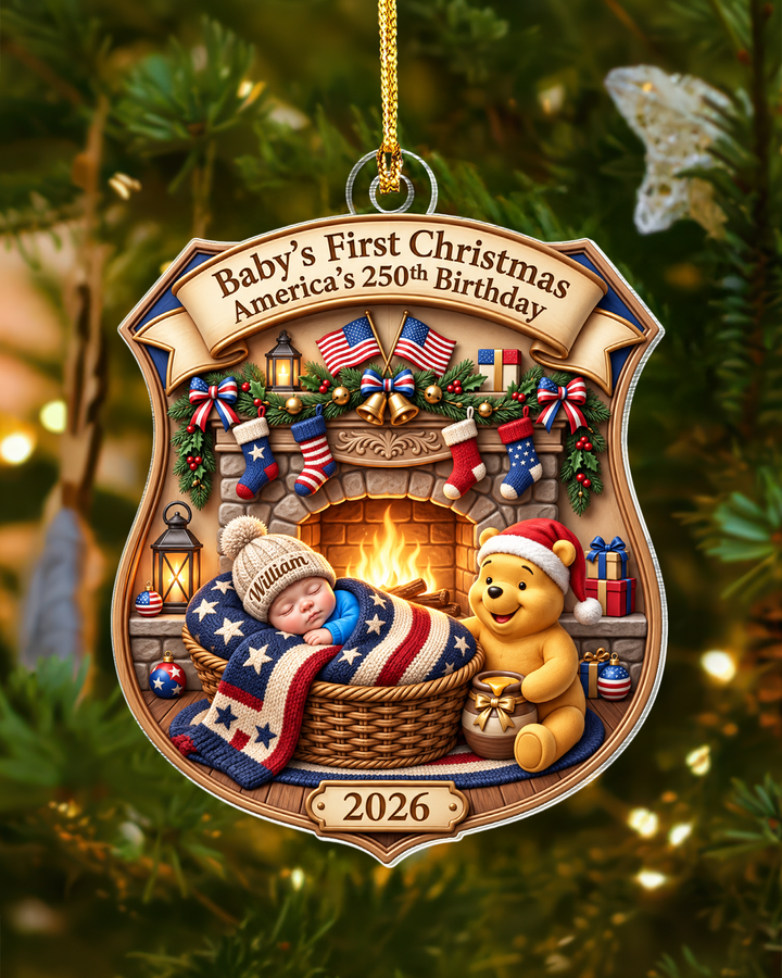 Little Patriot Christmas Personalized 1-Side Photo Acrylic Ornament