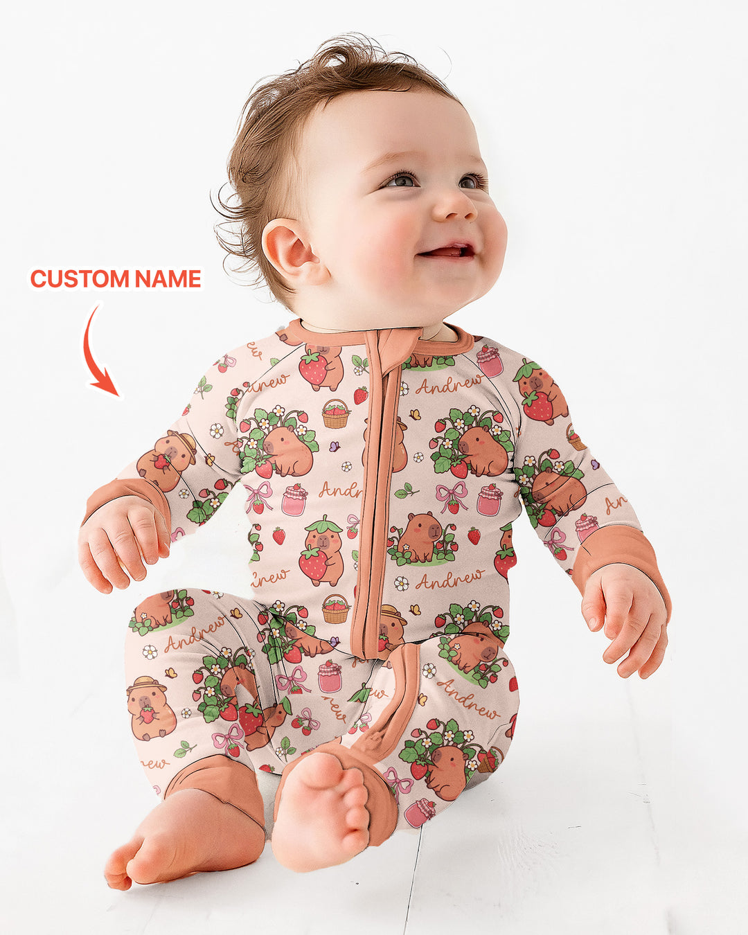 Custom Name Capybara Strawberry Bamboo Convertible Zippy