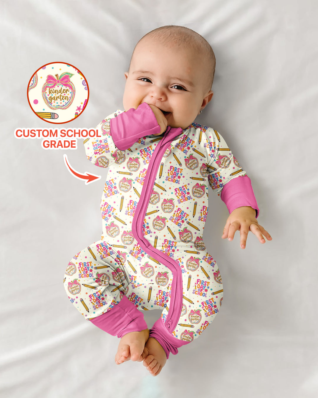Custom School Grade First Day Cutie Bamboo Convertible Zippy