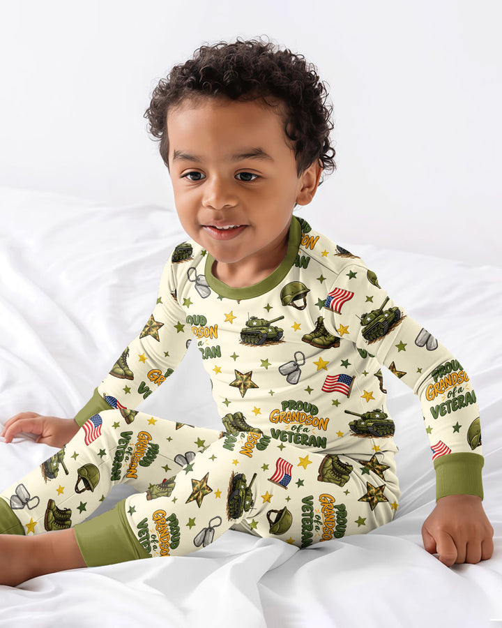 Proud Grandchild Of A Veteran Bamboo Two Piece Long Sleeve Pajama Set