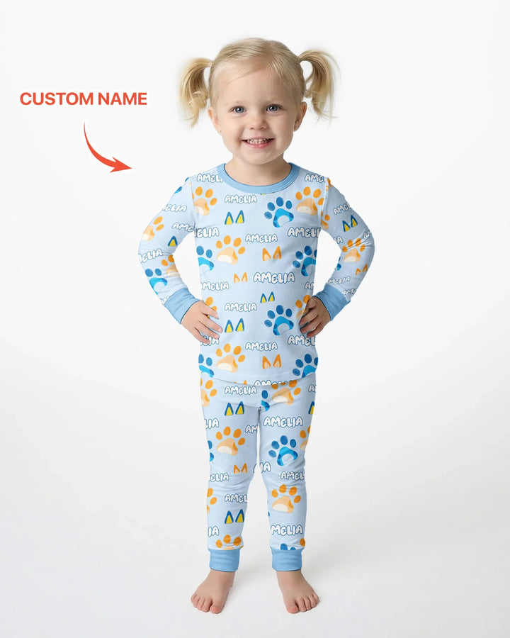 Zweiteiliges Langarm-Pyjama-Set mit Sommerfrüchten