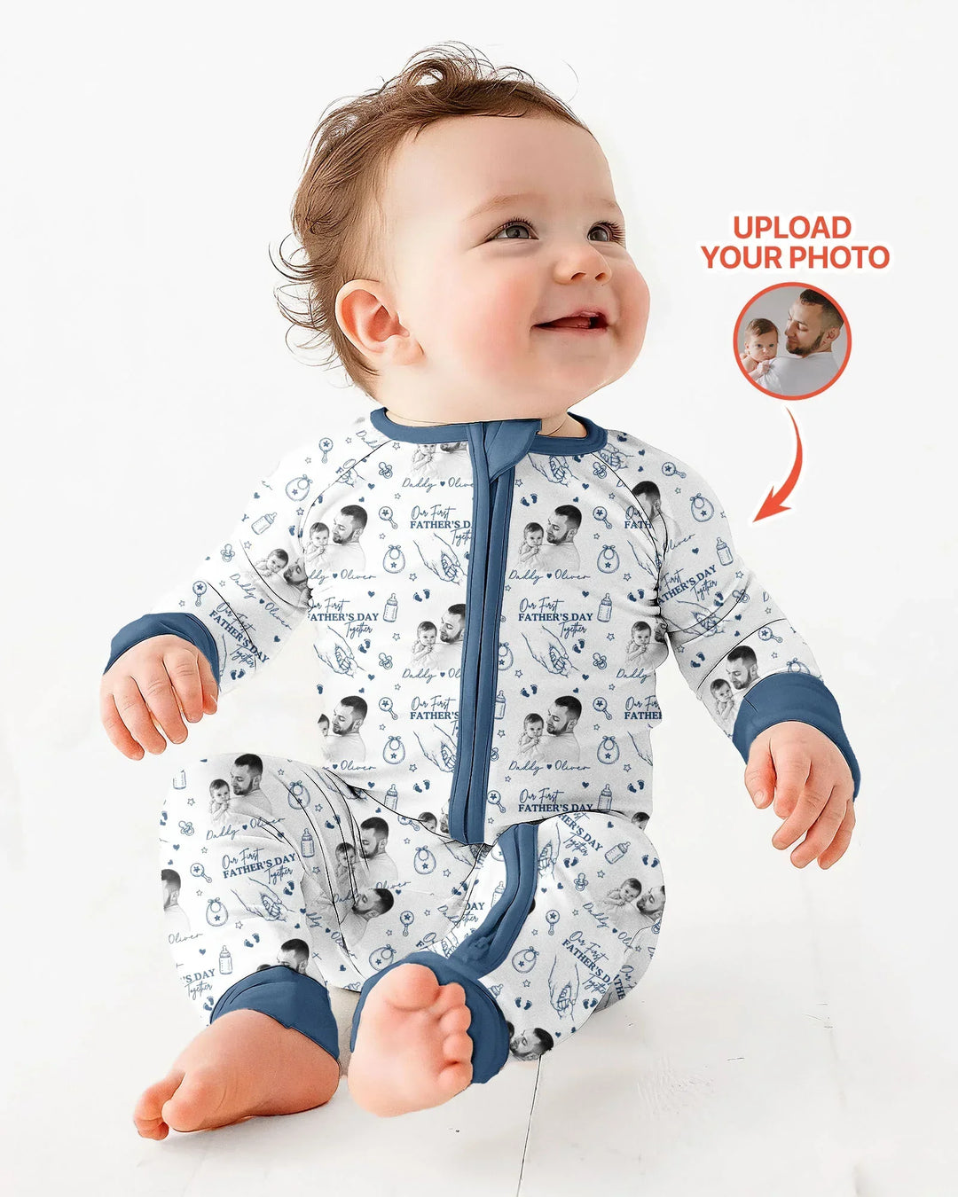 Gerippte Babykleidung mit individuellem Foto - Weich &amp; Skizzenhaft